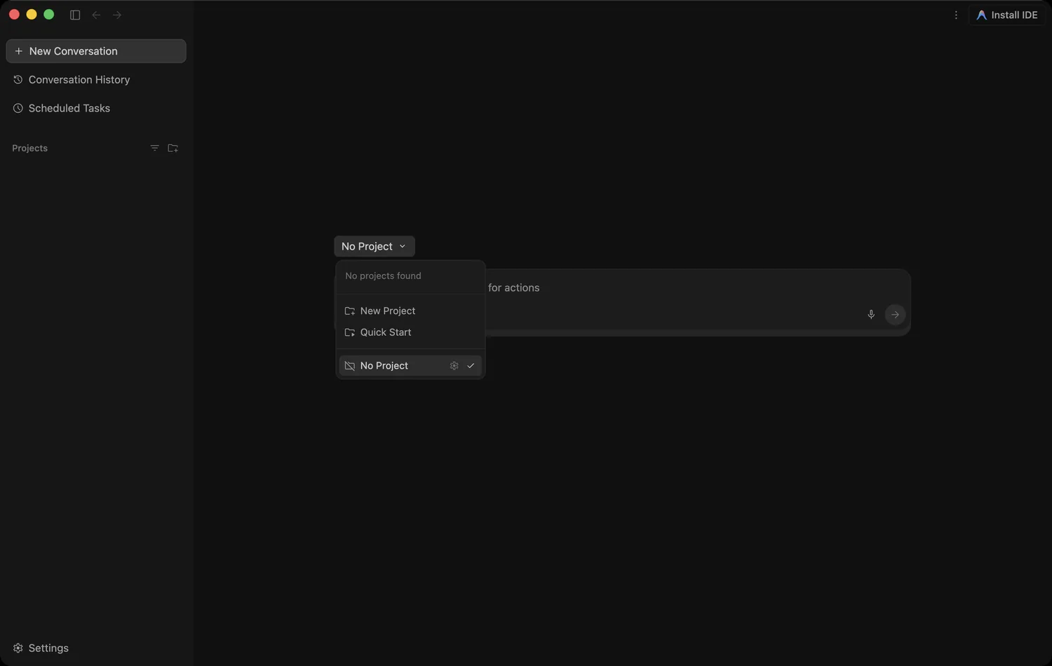 No Project ▾ → New Project